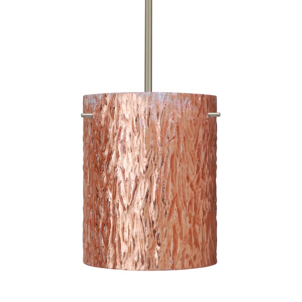 Besa Lighting Tamburo 8 Stem Pendant, Stone Copper Foil, Satin Nickel Finish, 1x100W Incandescent 1TT-4006CS-SN - main